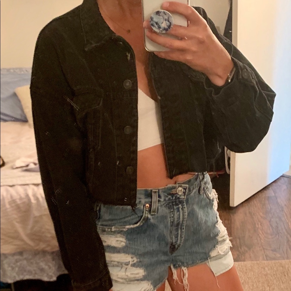 Black Jean cropped jacket